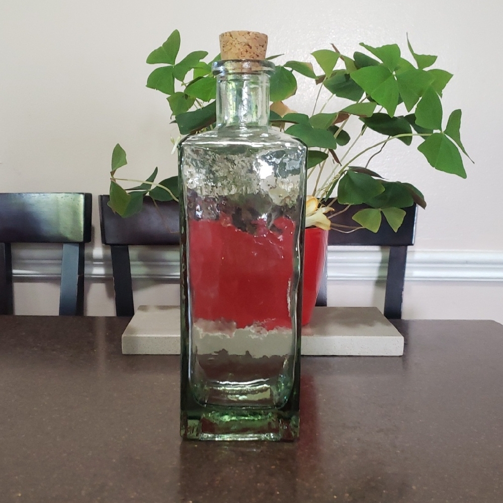 Verre Souffle Glass bottle Made In Spain with cork.Hand blown and shaped.